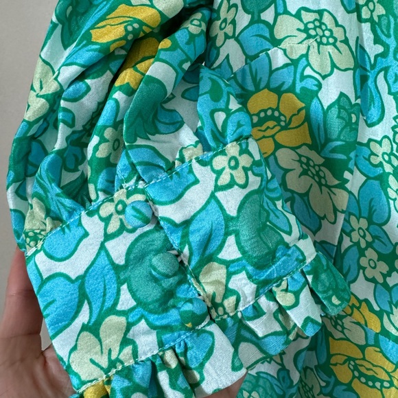 Rixo Silk Long Floral Teal Dress Size XS - Picture 4 of 7
